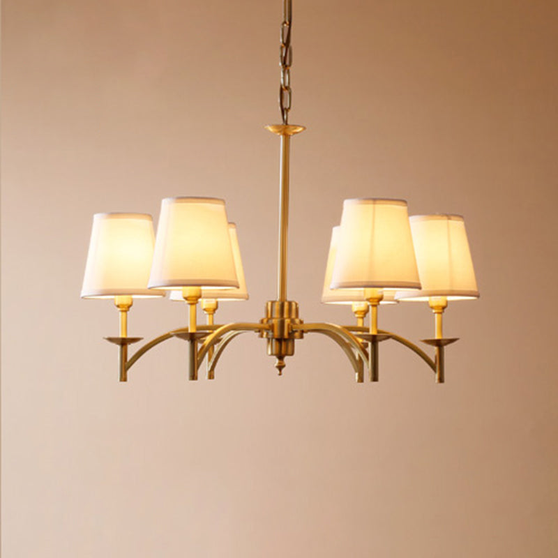 Multi-Head Chandelier Lighting Fixtures Traditional Barrel Suspension Lamp with White Fabric Shade