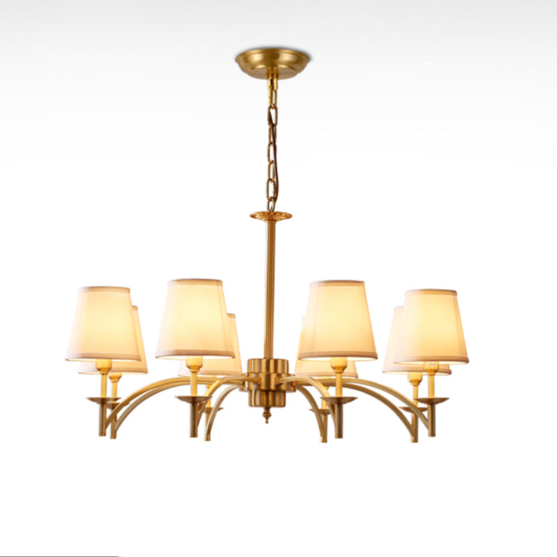 Multi-Head Chandelier Lighting Fixtures Traditional Barrel Suspension Lamp with White Fabric Shade