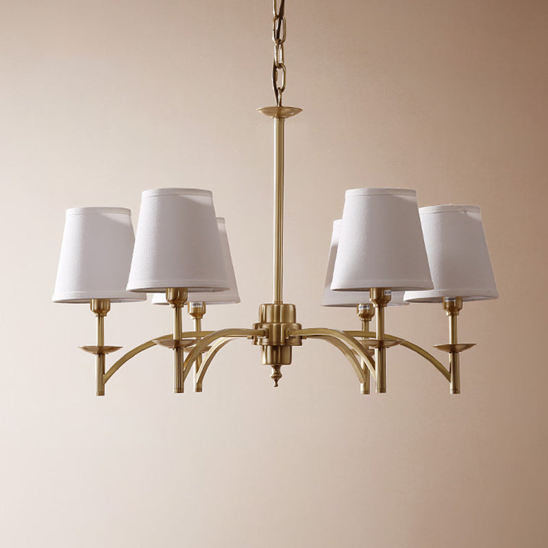Multi-Head Chandelier Lighting Fixtures Traditional Barrel Suspension Lamp with White Fabric Shade