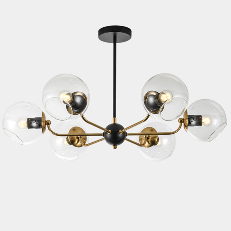 Eenvoud Kroonluchter Lichte bevestiging met bolvormige glazen schaduw metalen hangende plafondlampen