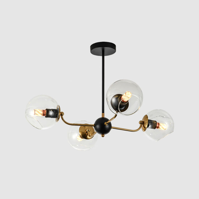 Eenvoud Kroonluchter Lichte bevestiging met bolvormige glazen schaduw metalen hangende plafondlampen