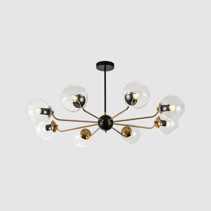 Eenvoud Kroonluchter Lichte bevestiging met bolvormige glazen schaduw metalen hangende plafondlampen