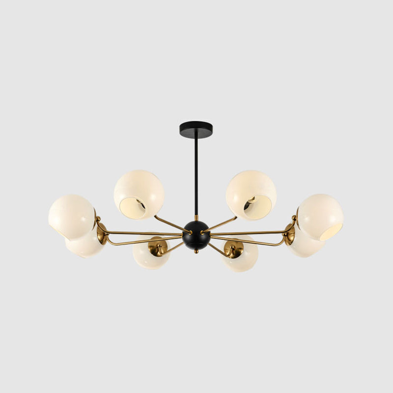 Eenvoud Kroonluchter Lichte bevestiging met bolvormige glazen schaduw metalen hangende plafondlampen