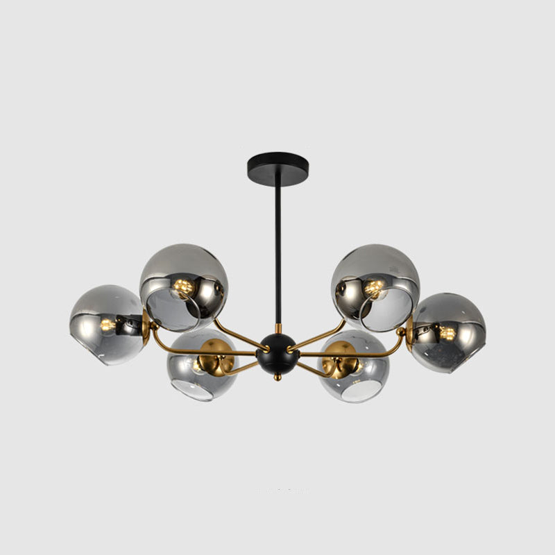 Eenvoud Kroonluchter Lichte bevestiging met bolvormige glazen schaduw metalen hangende plafondlampen