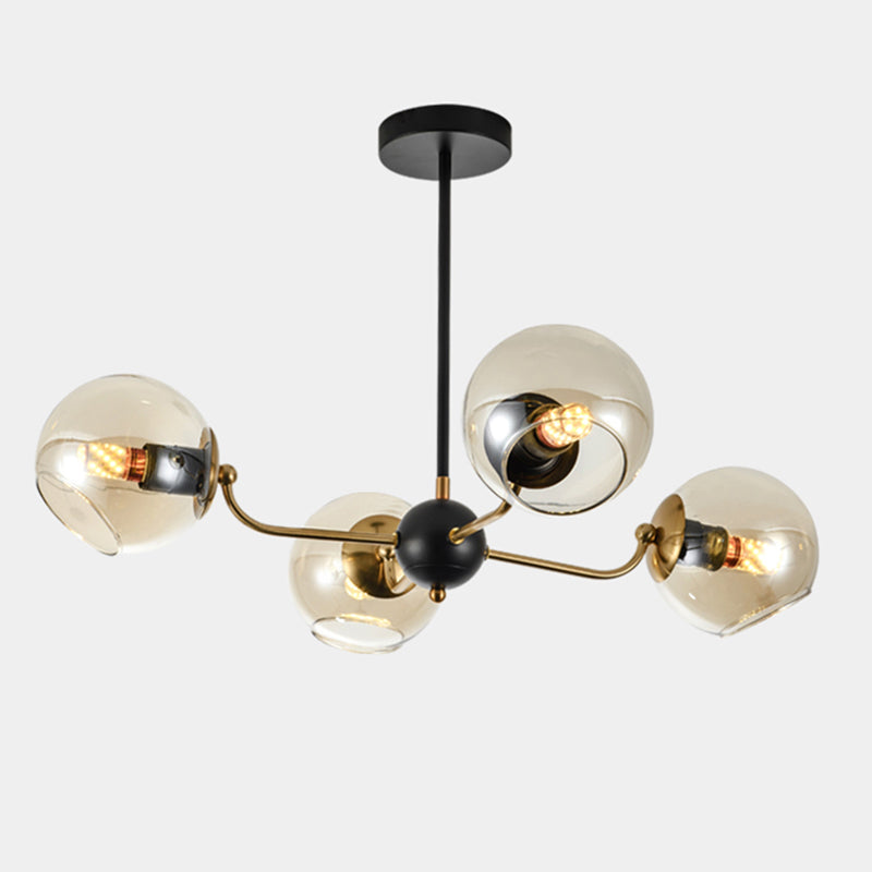 Eenvoud Kroonluchter Lichte bevestiging met bolvormige glazen schaduw metalen hangende plafondlampen