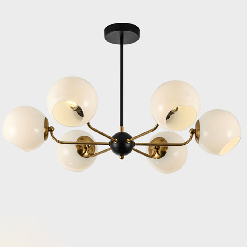 Eenvoud Kroonluchter Lichte bevestiging met bolvormige glazen schaduw metalen hangende plafondlampen