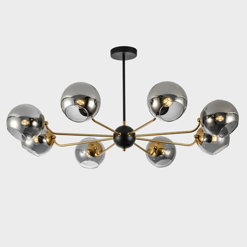 Eenvoud Kroonluchter Lichte bevestiging met bolvormige glazen schaduw metalen hangende plafondlampen