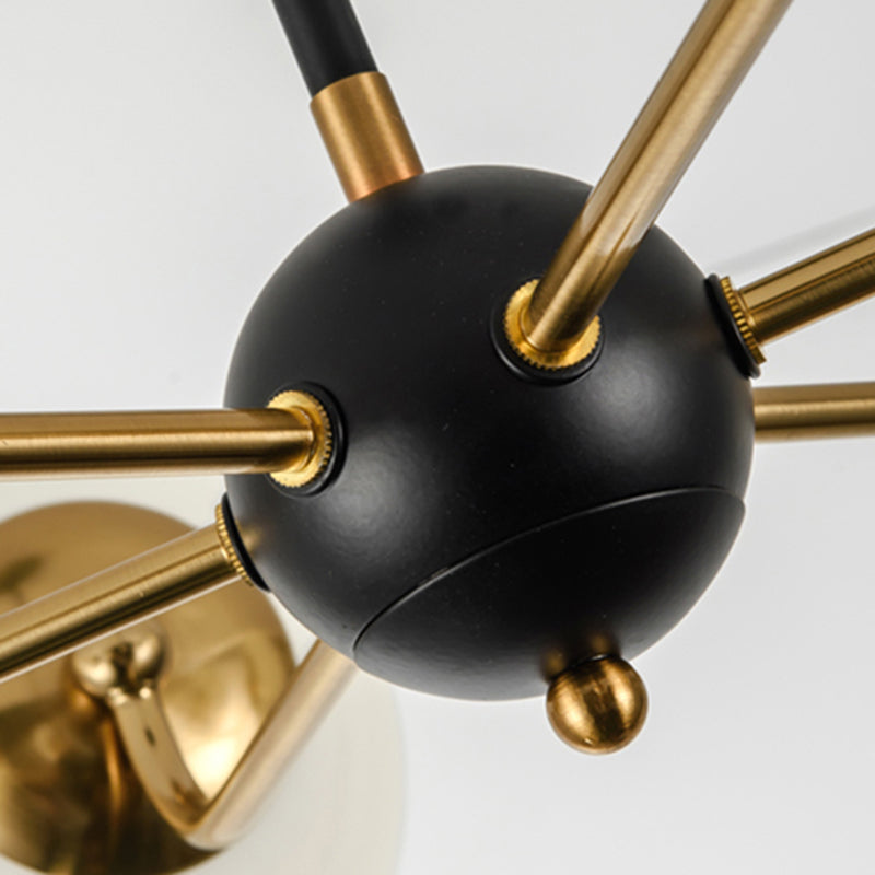 Eenvoud Kroonluchter Lichte bevestiging met bolvormige glazen schaduw metalen hangende plafondlampen