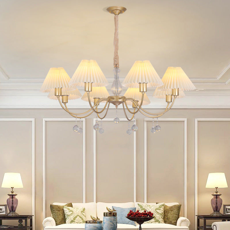 Multi-Head Chandelier Lighting Fixture Traditional Cone Suspension Light with Fabric Shade