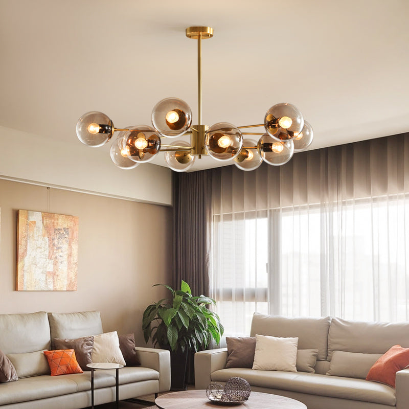 Metal Ceiling Hanging Lights Modernist Chandelier Light Fixture with Glass Shade