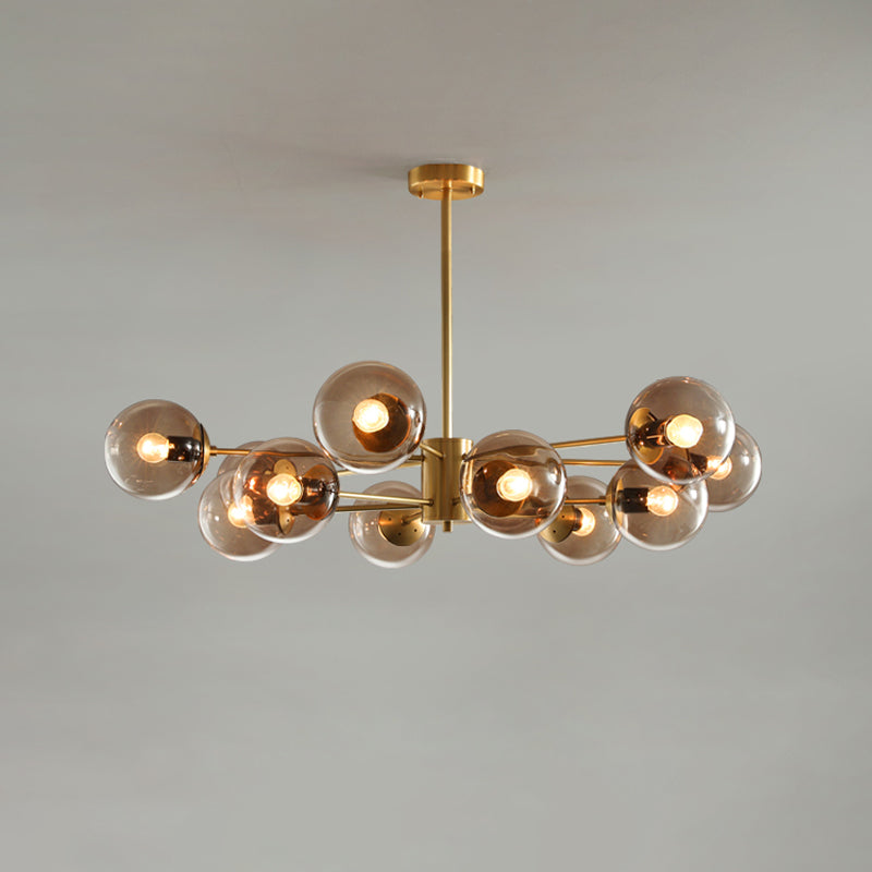 Metal Ceiling Hanging Lights Modernist Chandelier Light Fixture with Glass Shade