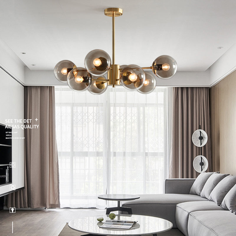 Metal Ceiling Hanging Lights Modernist Chandelier Light Fixture with Glass Shade