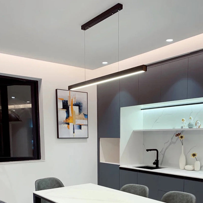 LED Simple Island Light Fixture Modern Rectangle Pendant Lamp for Dining Room