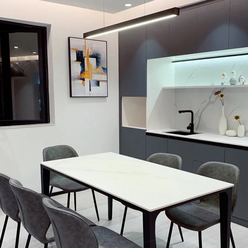 LED Simple Island Light Fixture Modern Rectangle Pendant Lamp for Dining Room