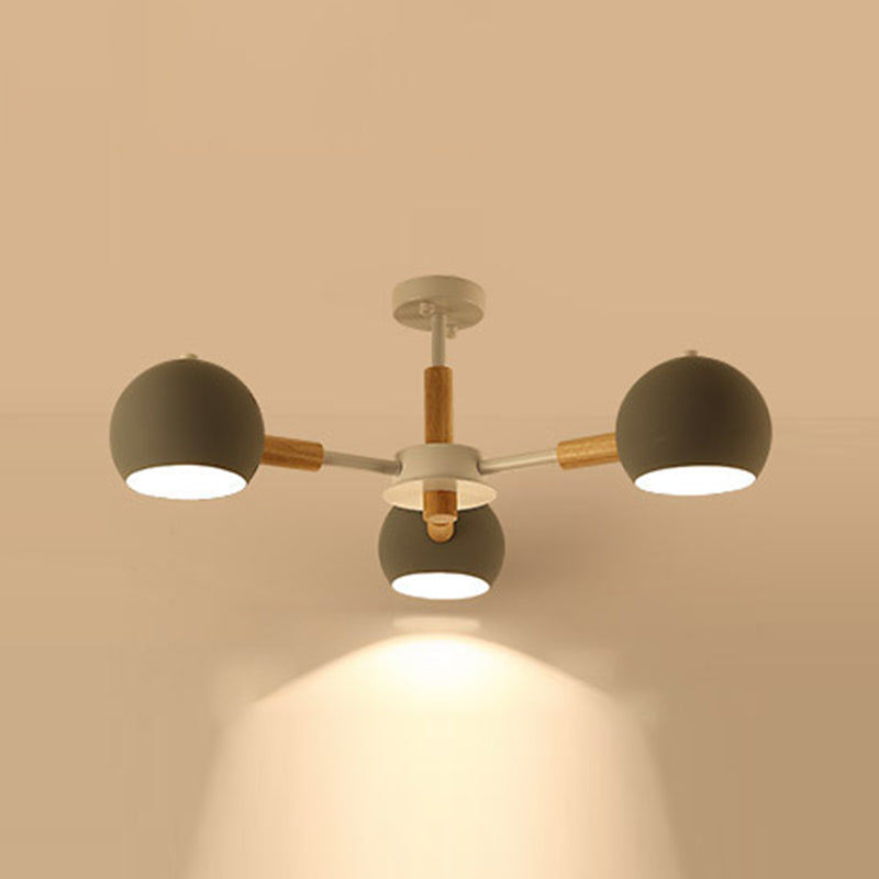 Macaron Domed Shaped Chandelier Light Metallic Lighting Fixture for Living Room