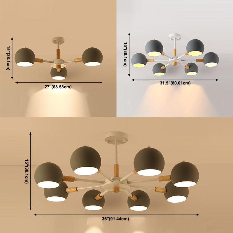 Macaron Domed Shaped Chandelier Light Metallic Lighting Fixture for Living Room