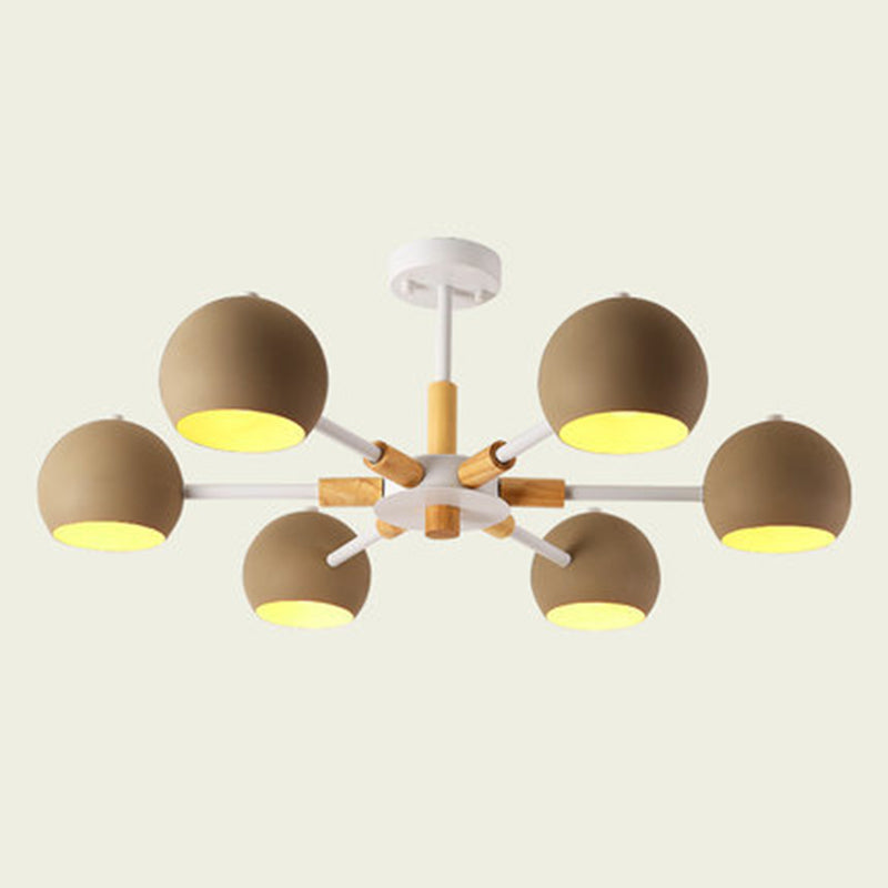 Macaron Domed Shaped Chandelier Light Metallic Lighting Fixture for Living Room