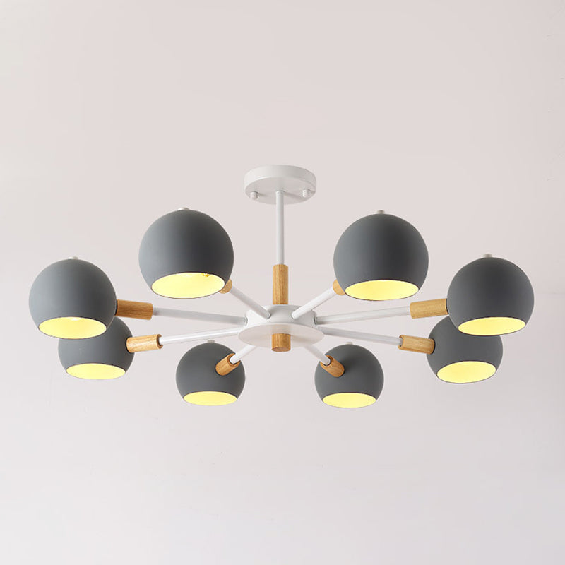 Macaron Domed Shaped Chandelier Light Metallic Lighting Fixture for Living Room