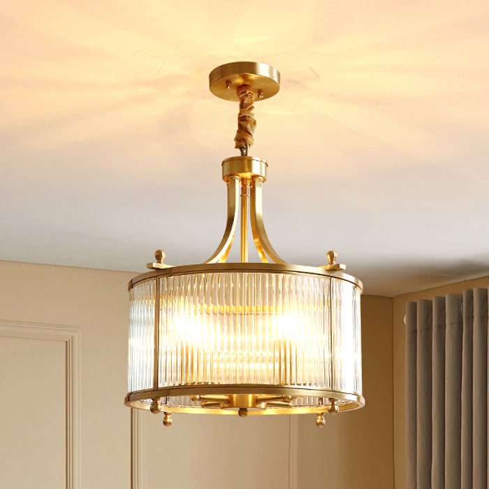 Traditional Copper Chandelier Lighting Fixtures Multi-Head Gold Suspension Light for Living Room