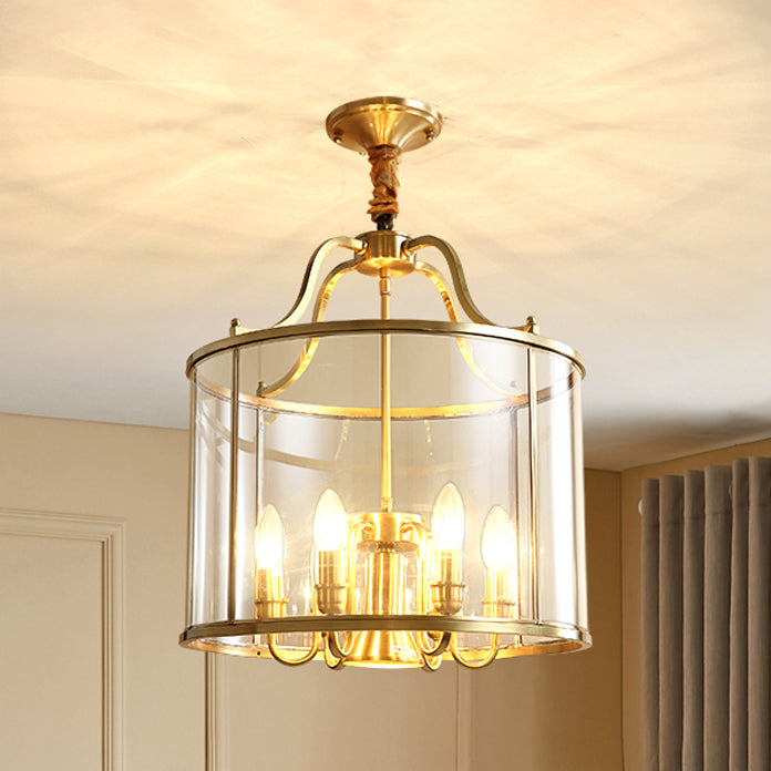 Traditional Copper Chandelier Lighting Fixtures Multi-Head Gold Suspension Light for Living Room