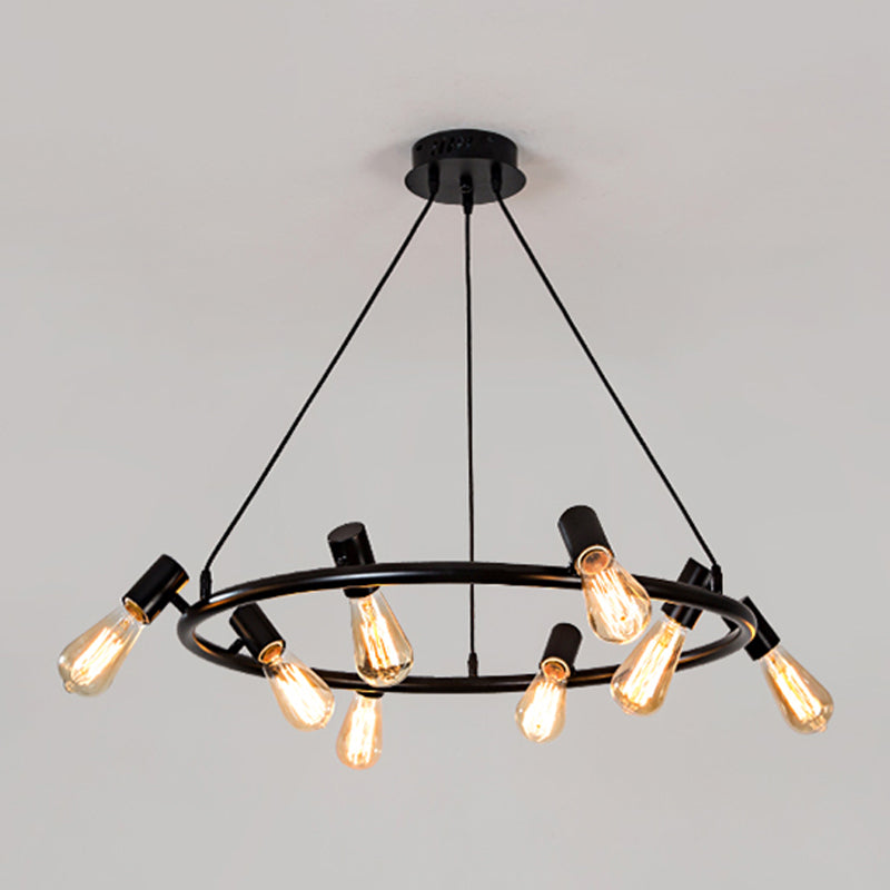 Accesorios de iluminación de araña de ruedas de carretas Luz de suspensión de múltiples cabezas industriales para sala de estar