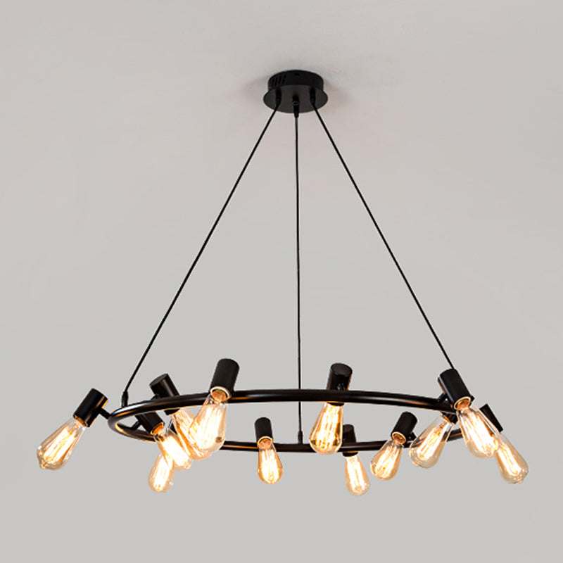 Accesorios de iluminación de araña de ruedas de carretas Luz de suspensión de múltiples cabezas industriales para sala de estar