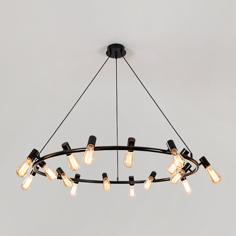 Accesorios de iluminación de araña de ruedas de carretas Luz de suspensión de múltiples cabezas industriales para sala de estar