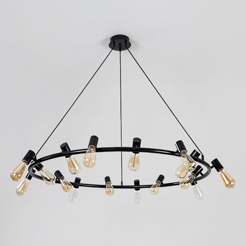 Accesorios de iluminación de araña de ruedas de carretas Luz de suspensión de múltiples cabezas industriales para sala de estar