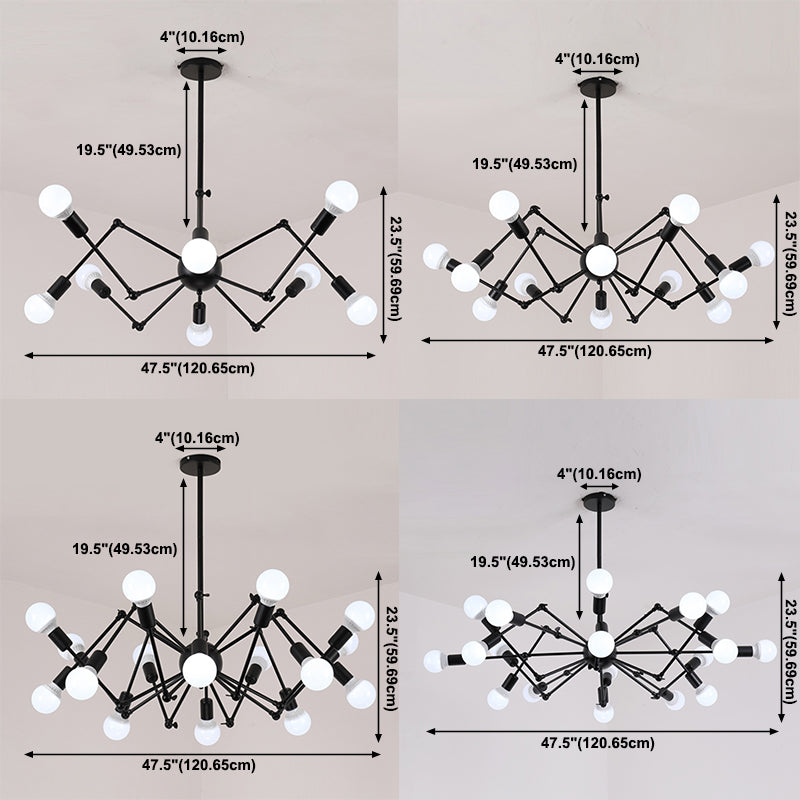 Spider Chandelier Lighting Fixtures Industrial Multi-Head Suspension Light for Living Room