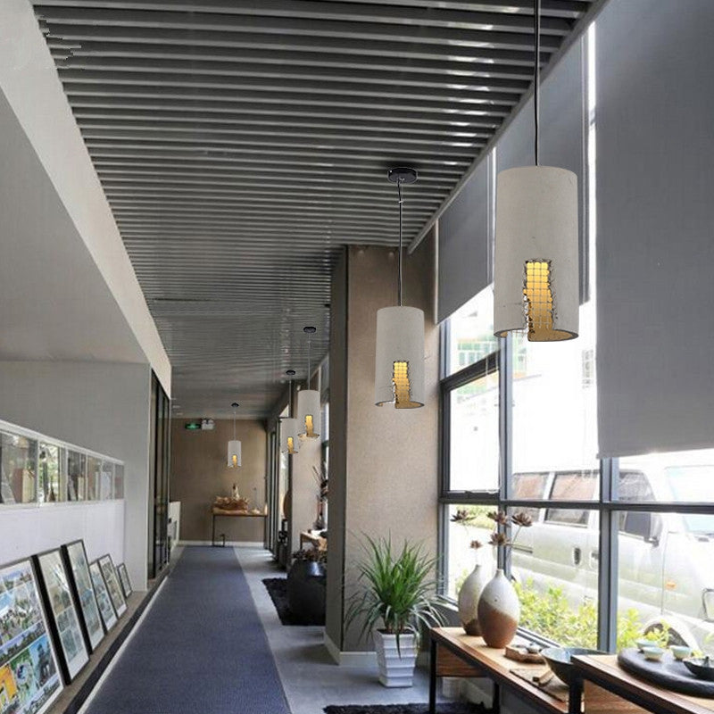 Gray Cement Hanging Light Fixtures Simplicity Suspension Pendant for Bedroom