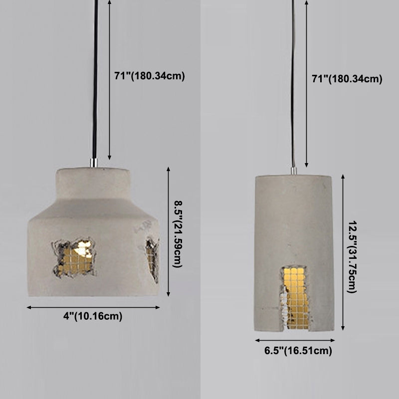 Gray Cement Hanging Light Fixtures Simplicity Suspension Pendant for Bedroom