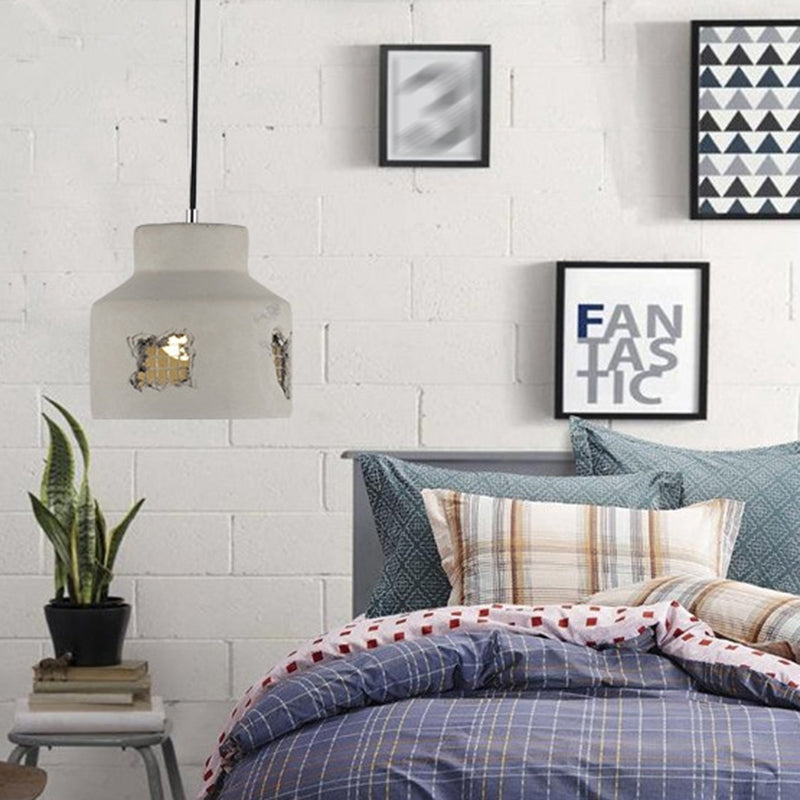 Gray Cement Hanging Light Fixtures Simplicity Suspension Pendant for Bedroom