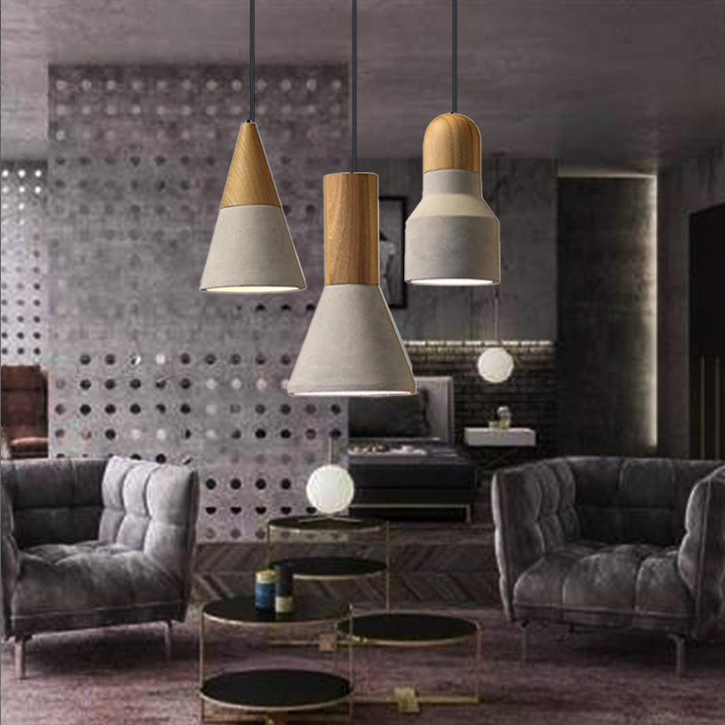 Grey Cement Pendant Light Modernist Suspension Pendant for Bedroom Foyer