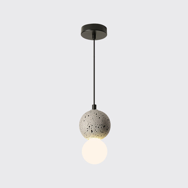 1 Light Stone Pendant Light Modern Minimalist Suspension Lighting for Bedroom
