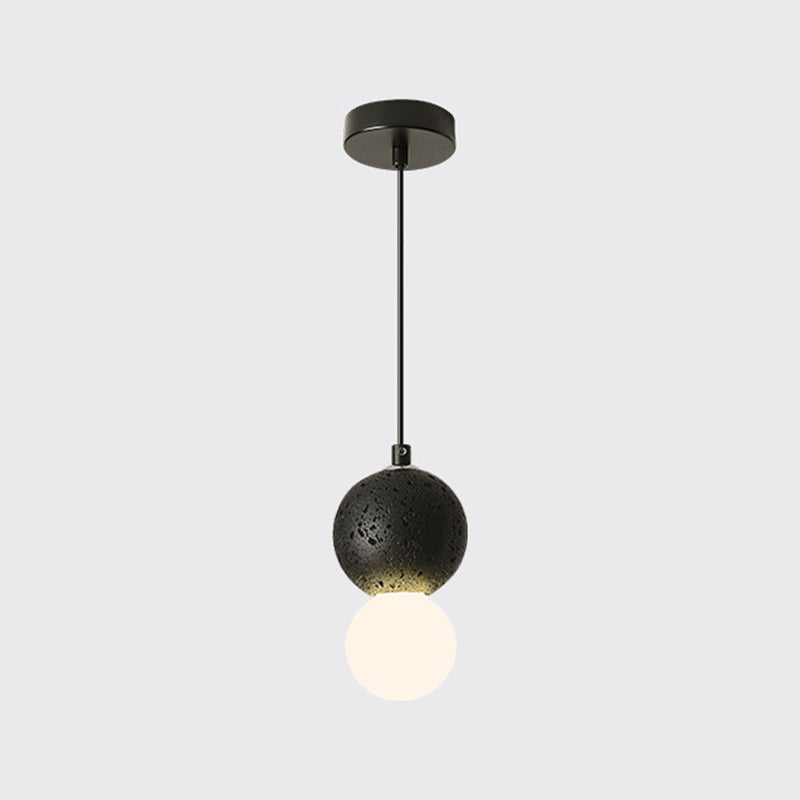1 Light Stone Pendant Light Modern Minimalist Suspension Lighting for Bedroom