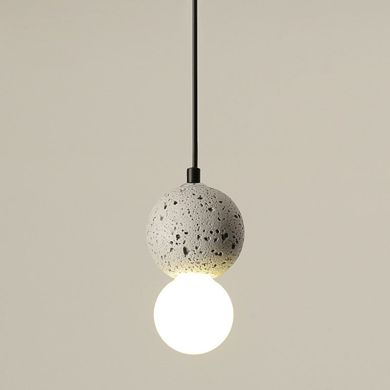 1 Light Stone Pendant Light Modern Minimalist Suspension Lighting for Bedroom