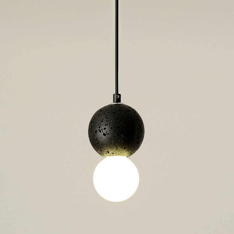 1 Light Stone Pendant Light Modern Minimalist Suspension Lighting for Bedroom