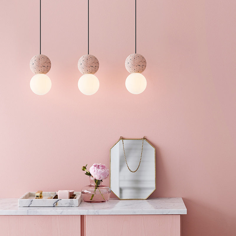 1 Light Stone Pendant Light Modern Minimalist Suspension Lighting for Bedroom