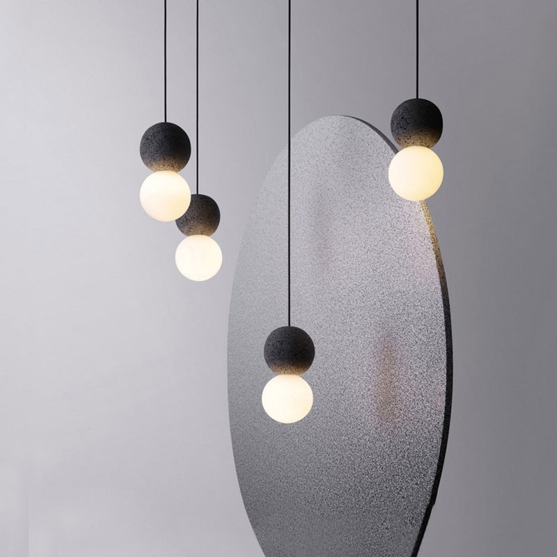 1 Light Stone Pendant Light Modern Minimalist Suspension Lighting for Bedroom