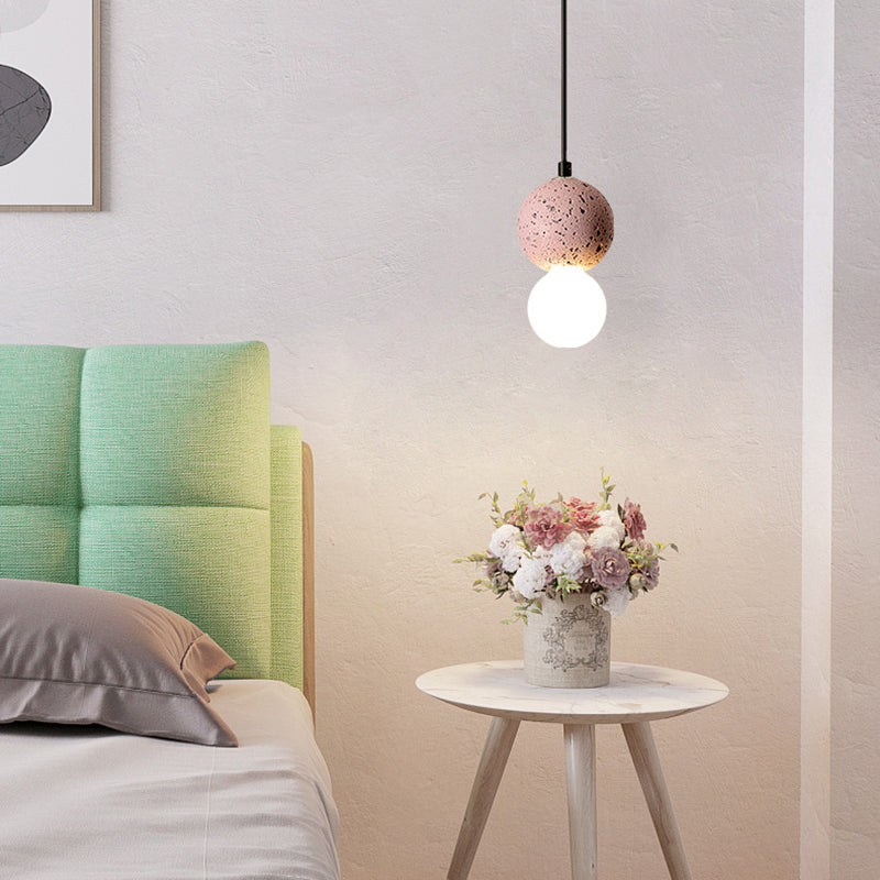 1 Light Stone Pendant Light Modern Minimalist Suspension Lighting for Bedroom