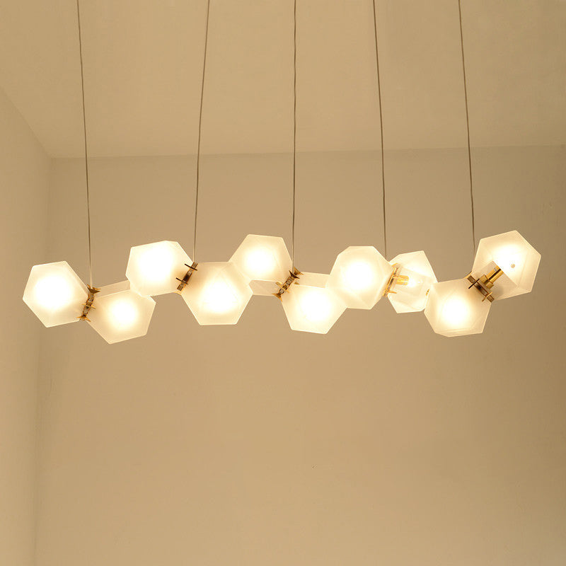 Frosted Glass Island Beleuchtung künstlerischer Esszimmer Suspension Licht in Gold