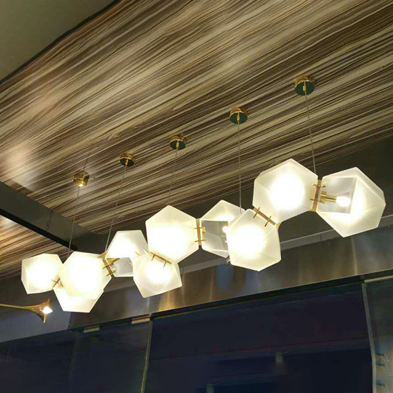 Frosted Glass Island Beleuchtung künstlerischer Esszimmer Suspension Licht in Gold