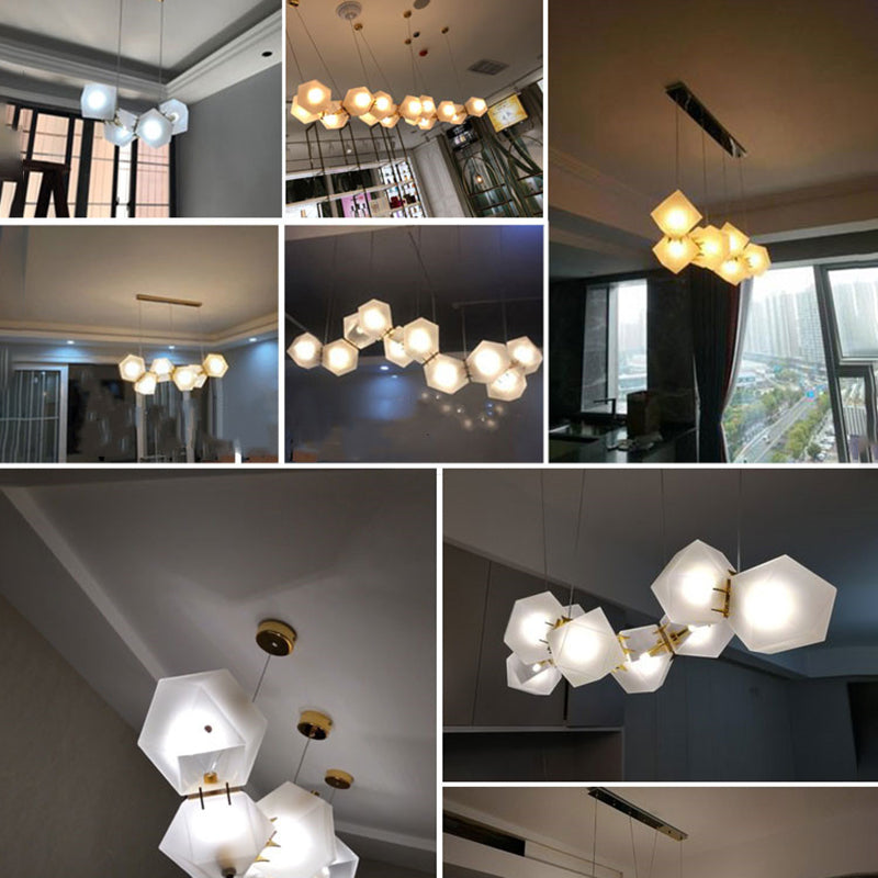 Frosted Glass Island Beleuchtung künstlerischer Esszimmer Suspension Licht in Gold