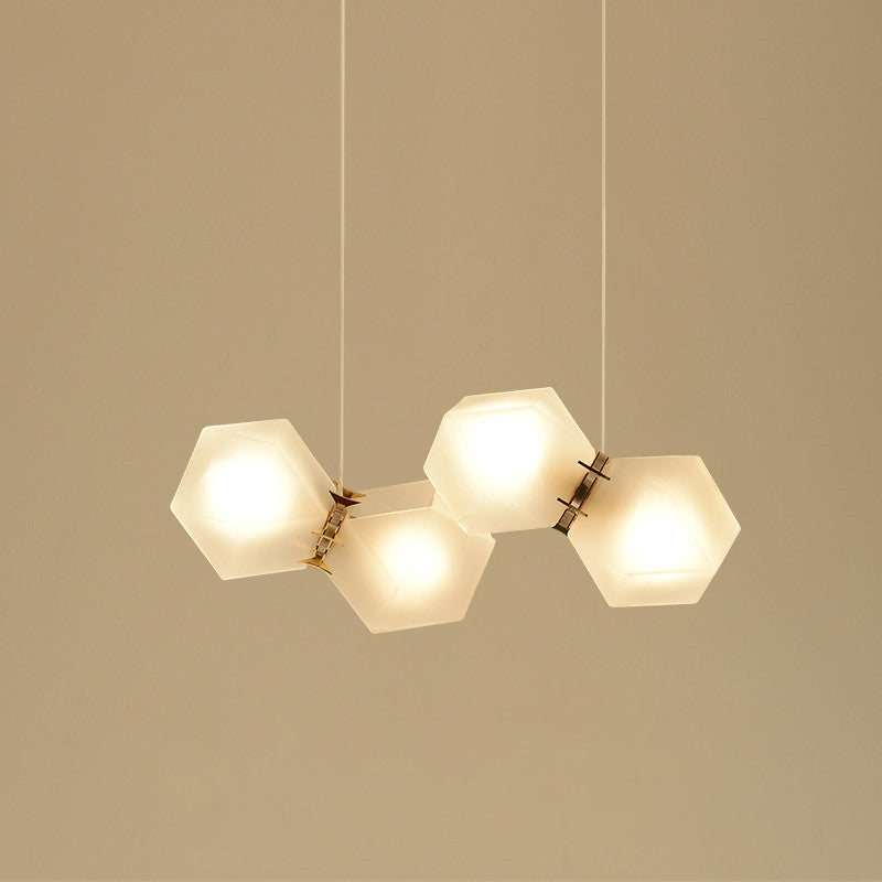 Frosted Glass Island Beleuchtung künstlerischer Esszimmer Suspension Licht in Gold