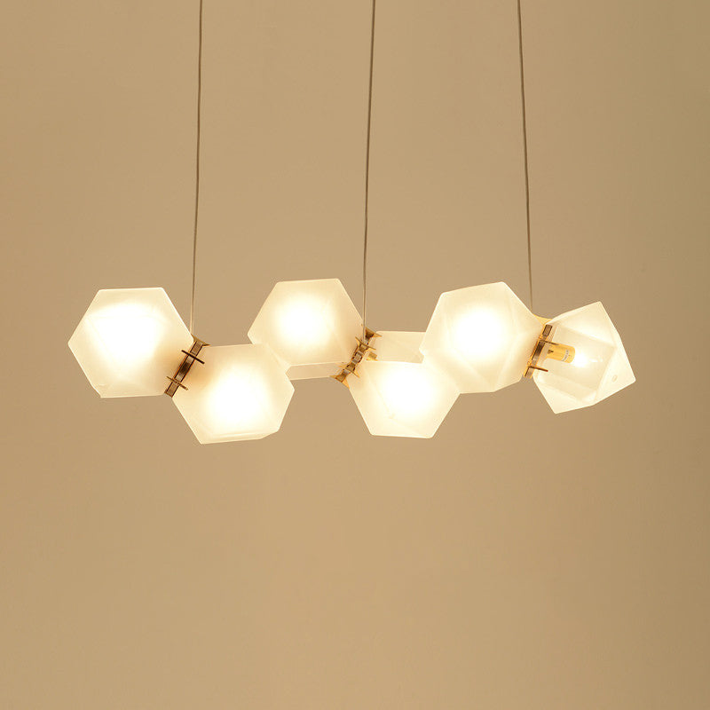 Frosted Glass Island Beleuchtung künstlerischer Esszimmer Suspension Licht in Gold