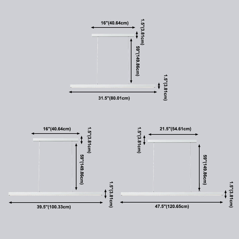 Suspendu de style Long Strip Island Long Light Light pour salle à manger