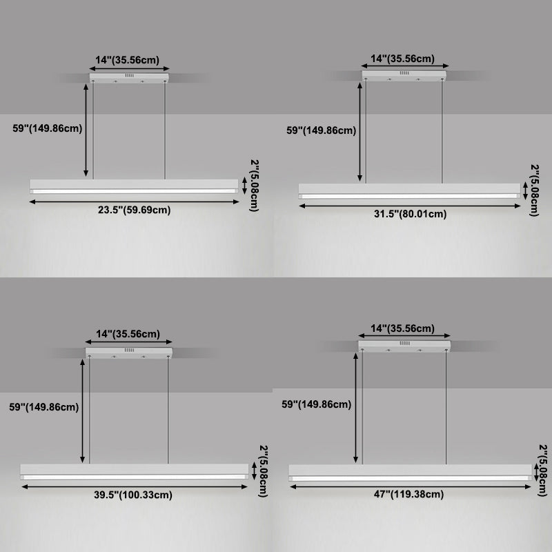 Modern LED Island Light Fixture Rectangle Shape Pendant Light for Home Dining Room
