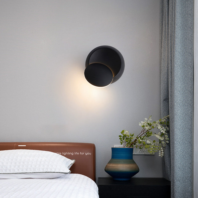 Bedroom Nordic Sconce Light Fixtures Circular LED Rotatable Wall Mounted Lighting