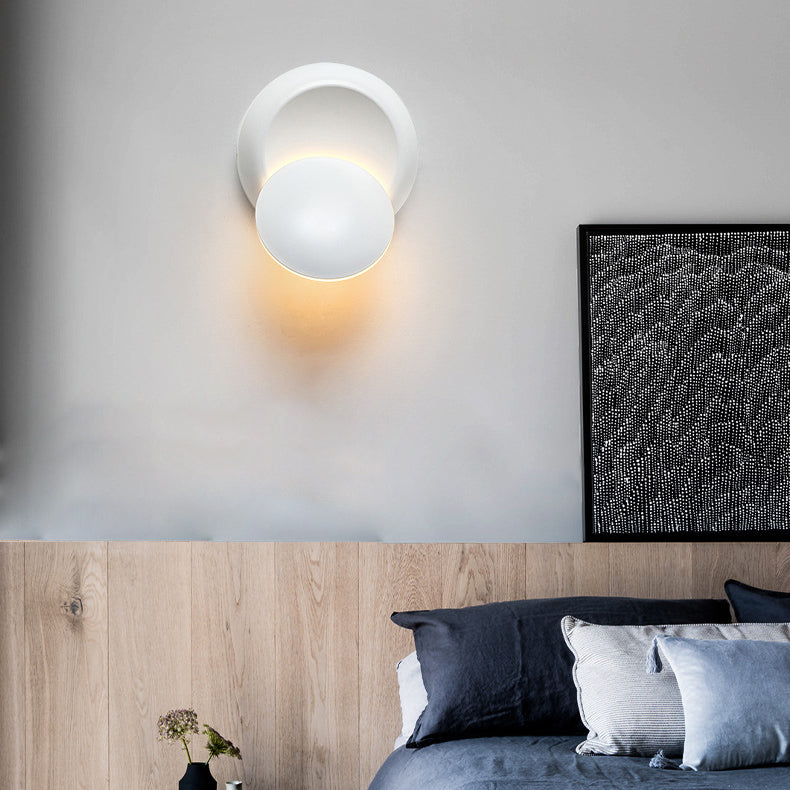 Bedroom Nordic Sconce Light Fixtures Circular LED Rotatable Wall Mounted Lighting