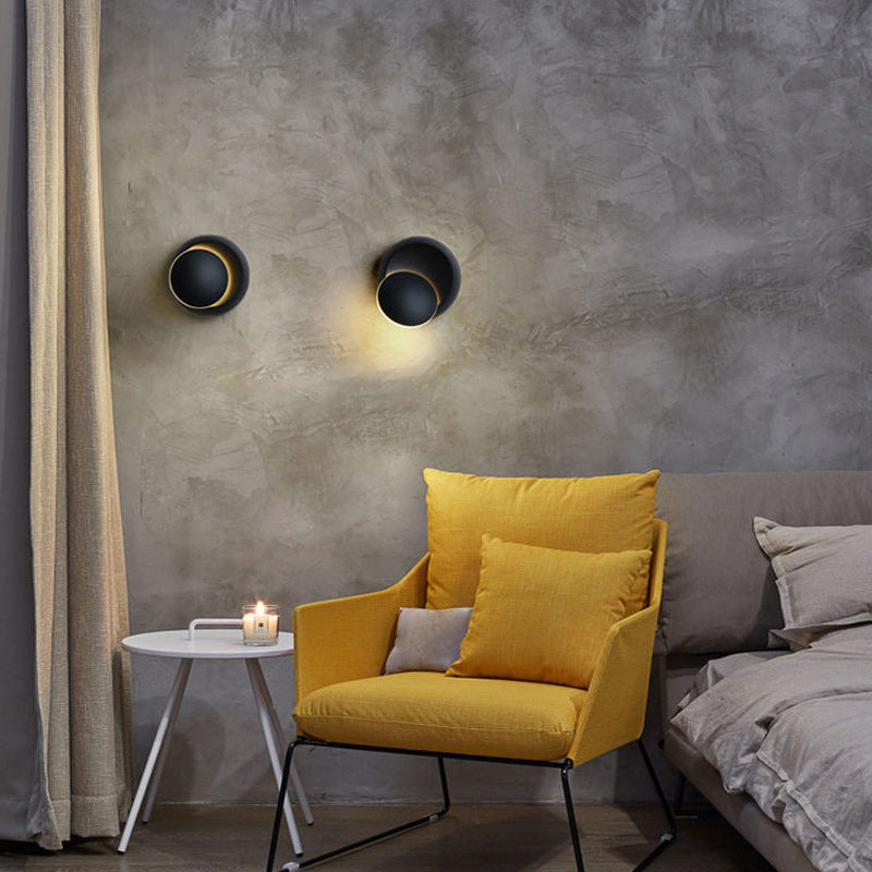 Bedroom Nordic Sconce Light Fixtures Circular LED Rotatable Wall Mounted Lighting